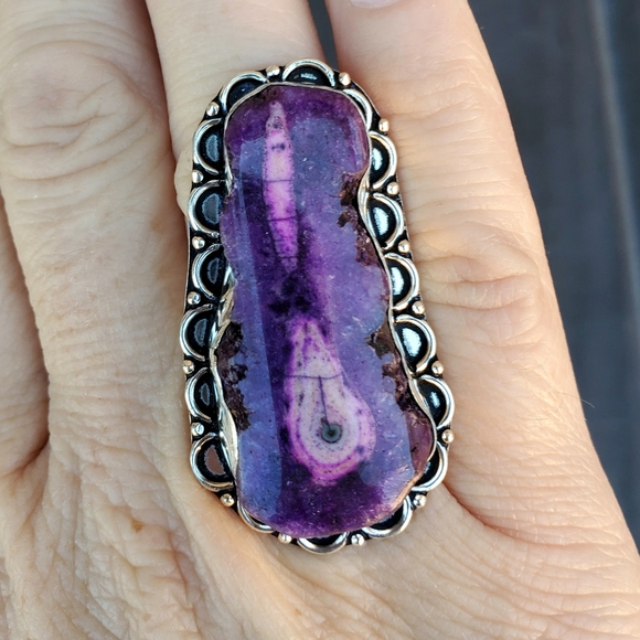 New Unique Purple Solar Quartz 925 Silver Ring. - Picture 5 of 16